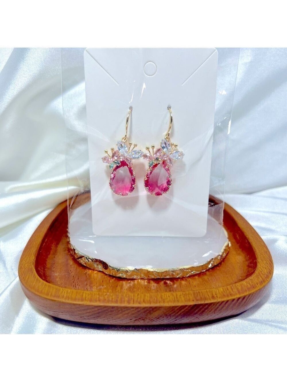 Pink Butterfly Accent Earrings